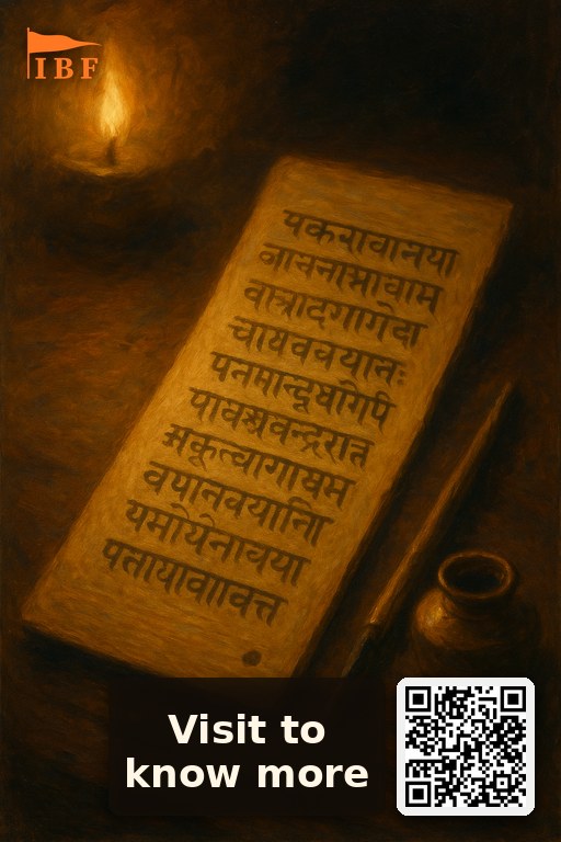 A palm-leaf manuscript with Sanskrit Devanagari calligraphy.